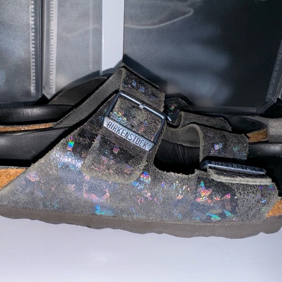 Birkenstock Arizona Spotted Metallic Black Sandals EUR 39 / US 8 - Picture 5 of 16